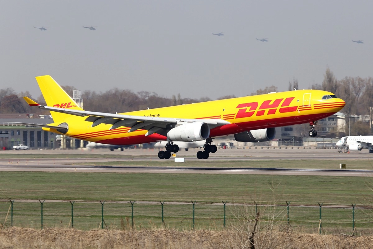 airbus a330 p2f dhl at almaty airport